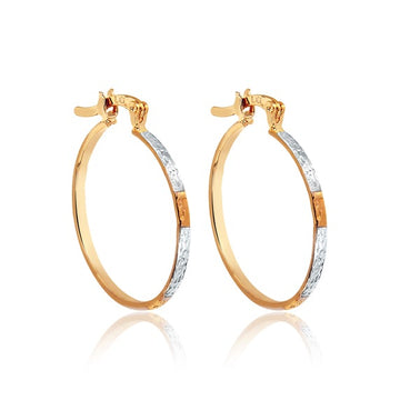 18K Gold Layered Oro Laminado 23 mm Tri-Tone Texturized Hoops Wholesale 21.0399